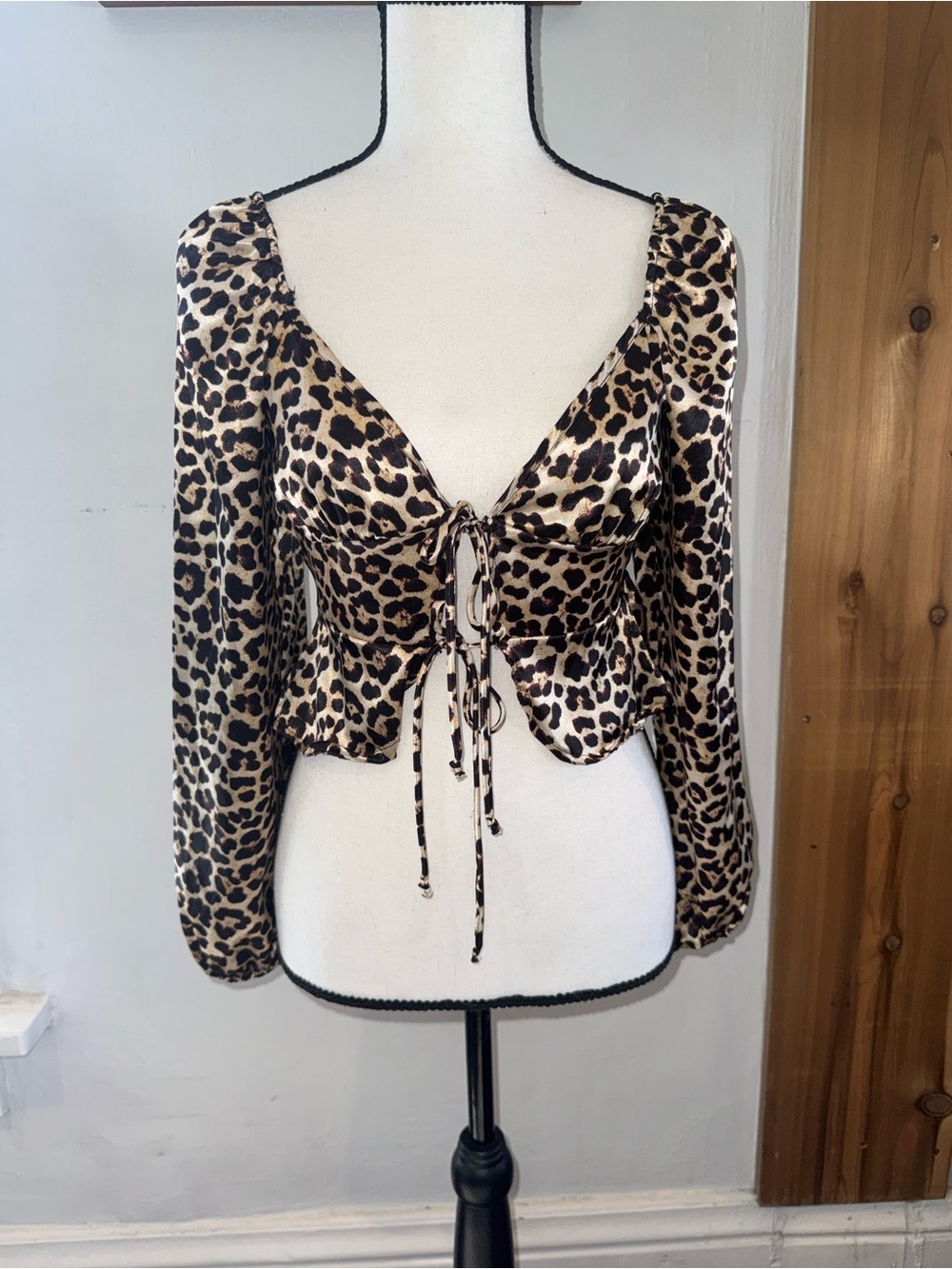 FN Leopard Print Tie-Front Blouse